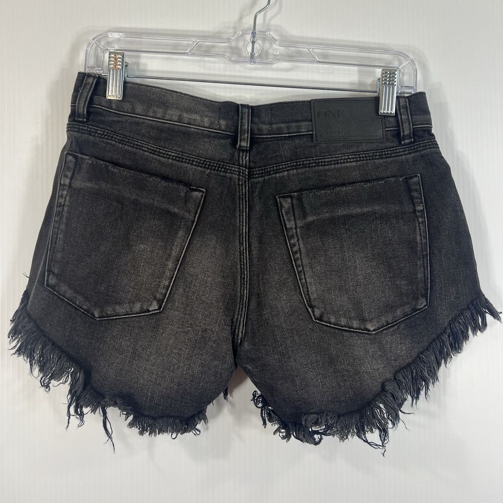 One Teaspoon Bonita Low Waist Shorts Size 23 Black Double Bass Frayed NEW - Picture 3 of 9
